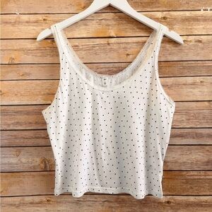 BP Tank Women’s Size Large Polka Dot Lace Trim Slightly Cropped NWT